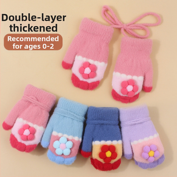 Megztos vaikų pirštinės su fliso įdėklu, animacinis raštas, unisex, amžius 0-2 metai
