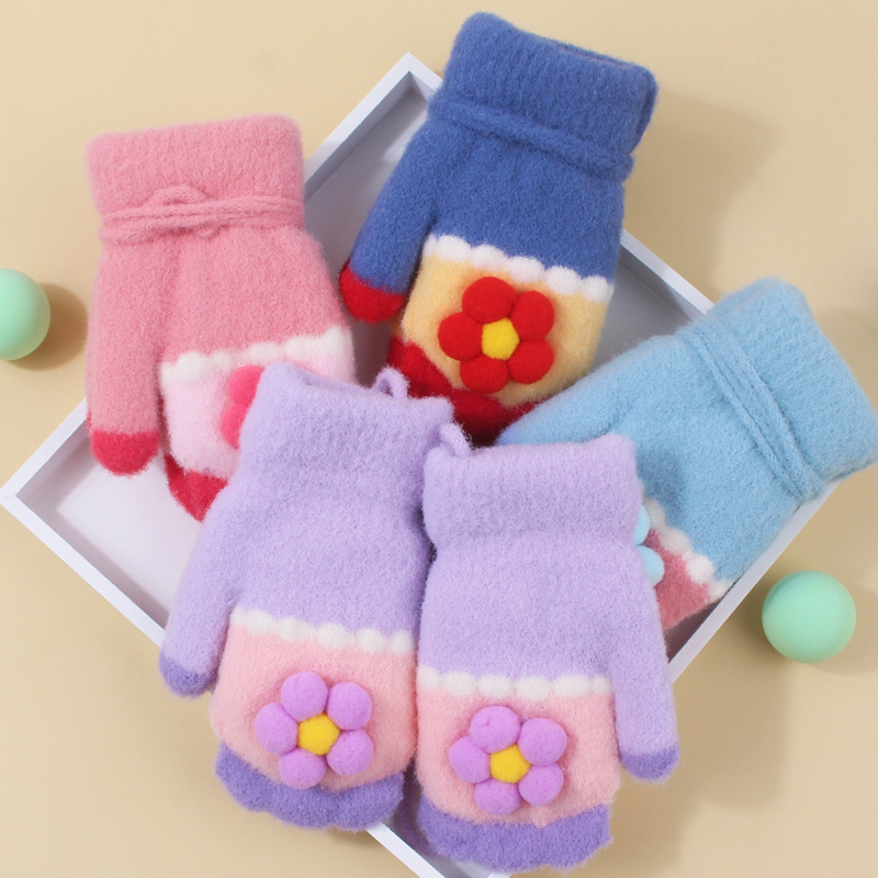 Megztos vaikų pirštinės su fliso įdėklu, animacinis raštas, unisex, amžius 0-2 metai