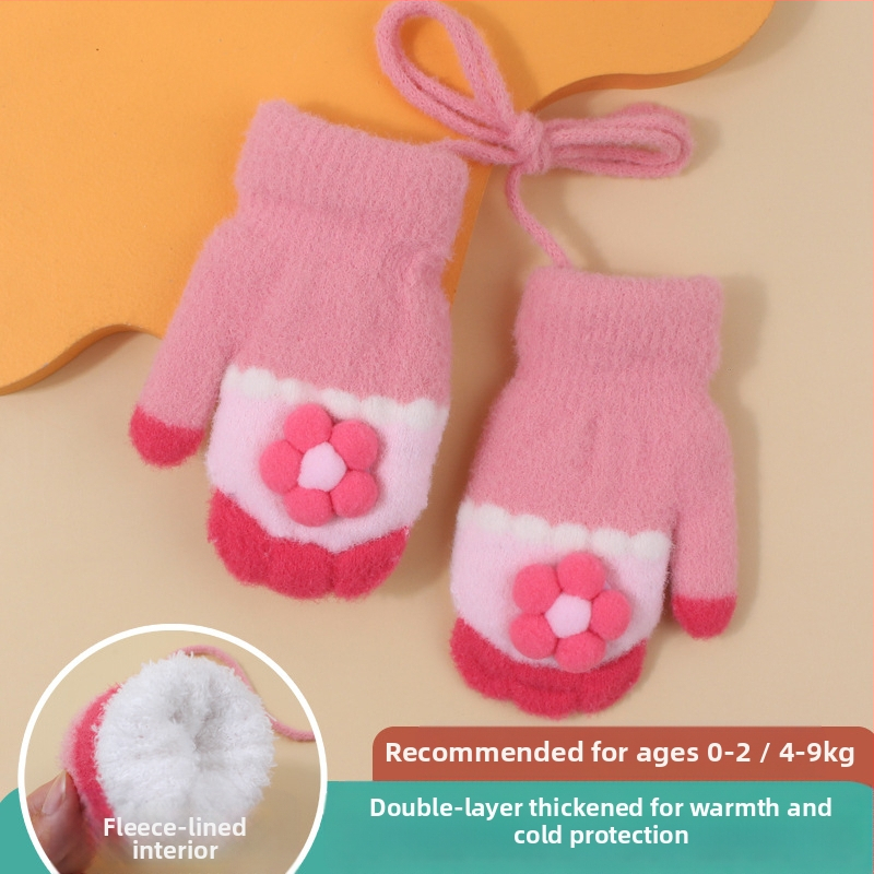 Megztos vaikų pirštinės su fliso įdėklu, animacinis raštas, unisex, amžius 0-2 metai