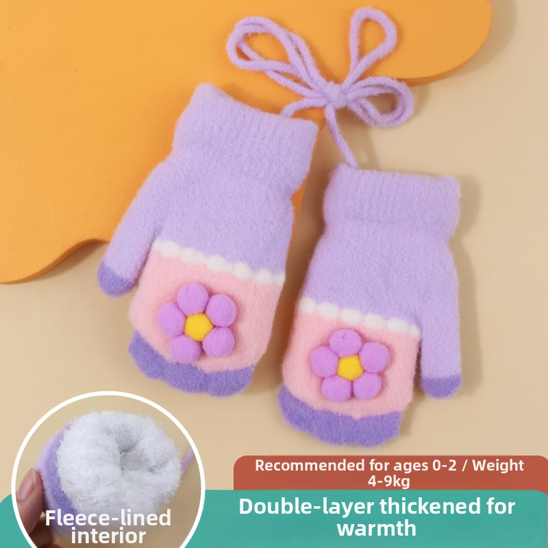 Megztos vaikų pirštinės su fliso įdėklu, animacinis raštas, unisex, amžius 0-2 metai