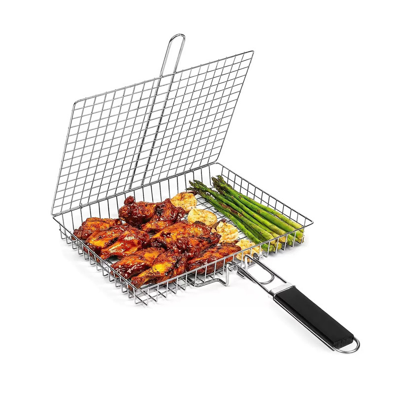 BBQ saliekamā knaiba ar stieples režģi — kvadrātveida režģis, 632 g, izcelsme Yangjiang