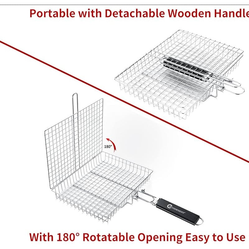 BBQ sulankstoma žnyplė su vielos grotelėmis — kvadratinė grotelė, 632 g, kilmė Yangjiang