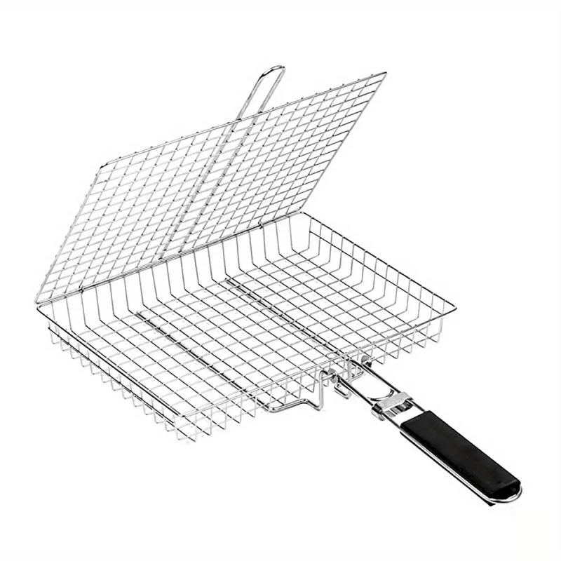 BBQ сгъваема щипка за грил с телена решетка — квадратна форма, 632 г, произход Yangjiang, многофункционално grill инструмент