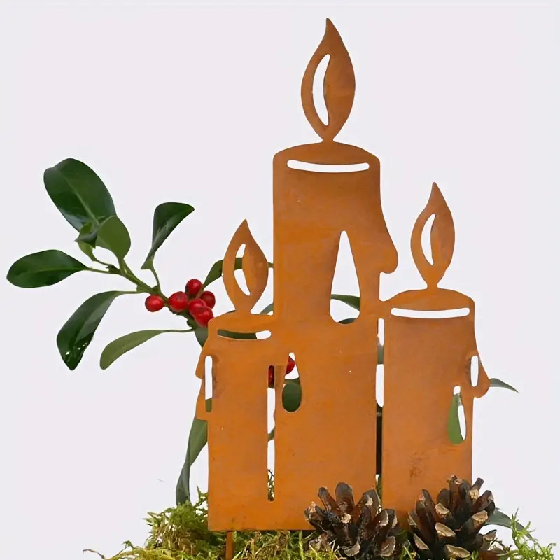 Fém kertdekoráció kastély- és házsziluettel, geometriai forma, pásztorális stílus (Anyag: vas; Alkalmas otthonra és kertre; Karácsonyi dekoráció)