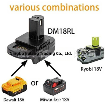 DM18RL USB akkumulátor adapter 20V/18V Li-ion akkumulátorokhoz DeWalt/Milwaukee, USB kimenet iPhone 15/16 töltéséhez