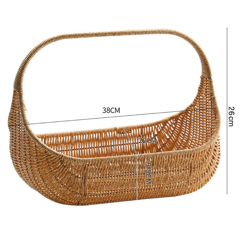 Coș de mână pentru fructe și ouă, în stil pastoral francez, imitatie de răchită, ambalare cadou (Material: Willow/straw; Process: Handmade packaging; Packing level: 1)