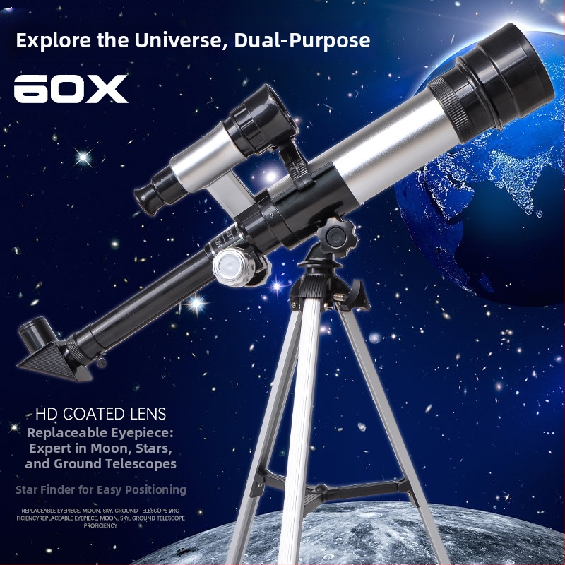 Космически телескоп за деца – версия за ученици, с алуминиево тяло, висока резолюция на звездите, DIY приятелски, мултифункционален електрически научен комплект за възраст 7–14 години