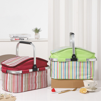 Sklopiva izolirana torba za ručak za vanjske piknike, prijenosna, moderni minimalistički dizajn, 27L kapacitet, Oxford tkanina.
