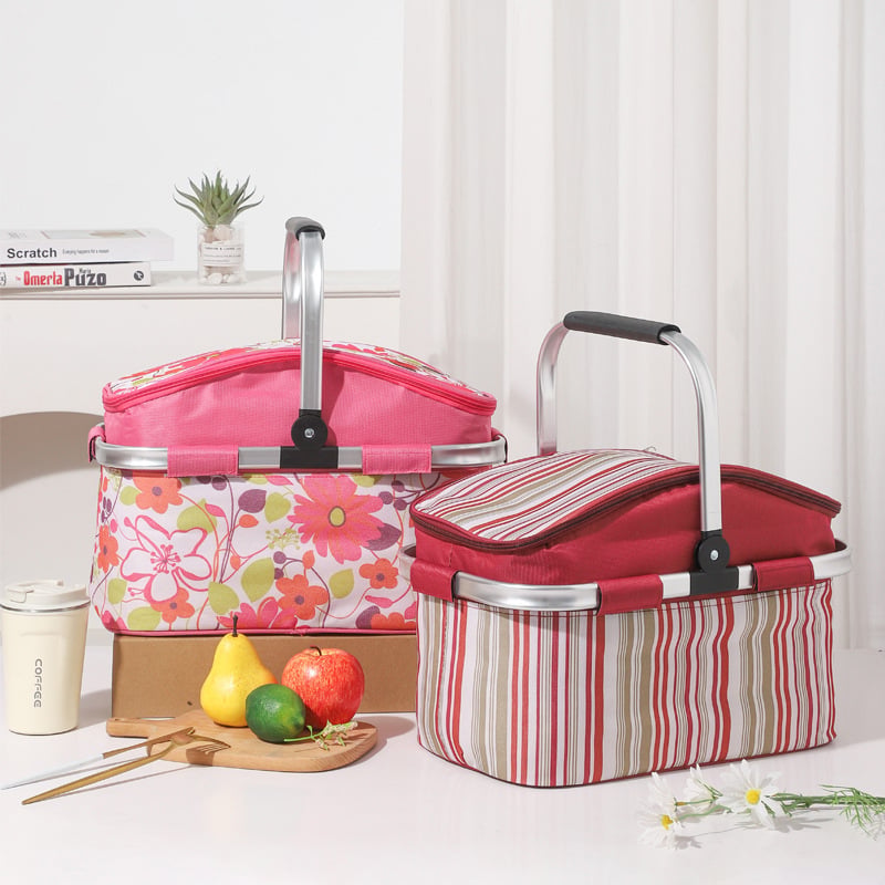 Sklopiva izolirana torba za ručak za vanjske piknike, prijenosna, moderni minimalistički dizajn, 27L kapacitet, Oxford tkanina.