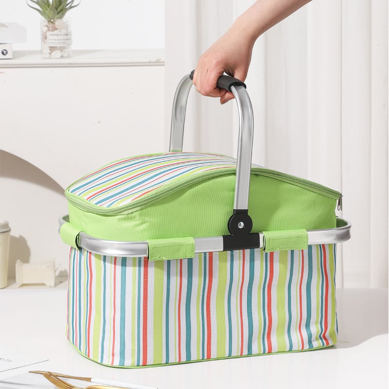 Sklopiva izolirana torba za ručak za vanjske piknike, prijenosna, moderni minimalistički dizajn, 27L kapacitet, Oxford tkanina.