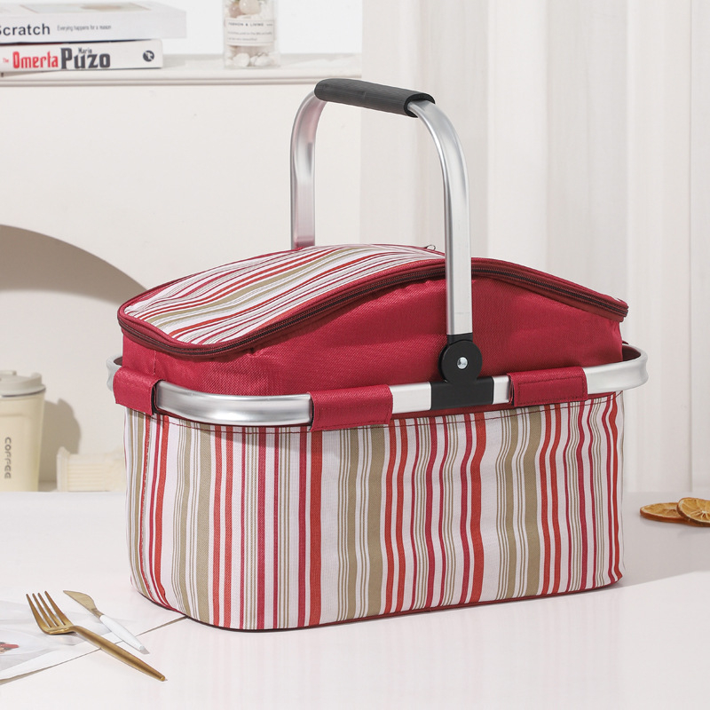 Sklopiva izolirana torba za ručak za vanjske piknike, prijenosna, moderni minimalistički dizajn, 27L kapacitet, Oxford tkanina.