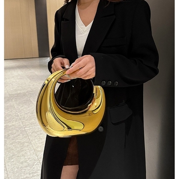 Акрилна кутия-чанта с полумесец ръкохватка, ежедневна употреба, овална форма, магнитно закопчаване, градски минимализъм, есен 2024