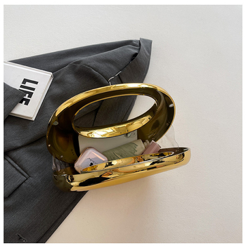 Акрилна кутия-чанта с полумесец ръкохватка, ежедневна употреба, овална форма, магнитно закопчаване, градски минимализъм, есен 2024