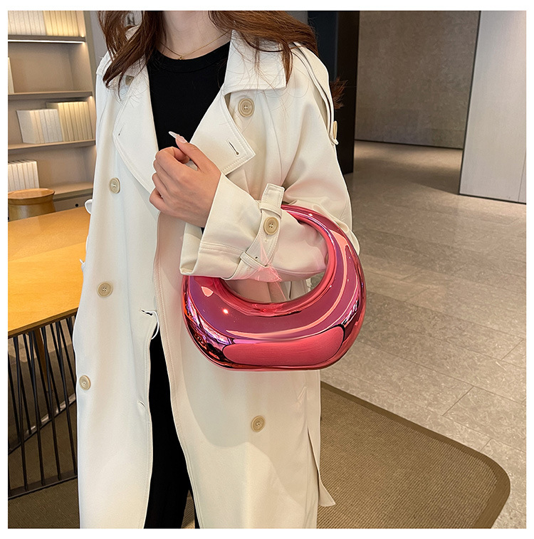 Акрилна кутия-чанта с полумесец ръкохватка, ежедневна употреба, овална форма, магнитно закопчаване, градски минимализъм, есен 2024