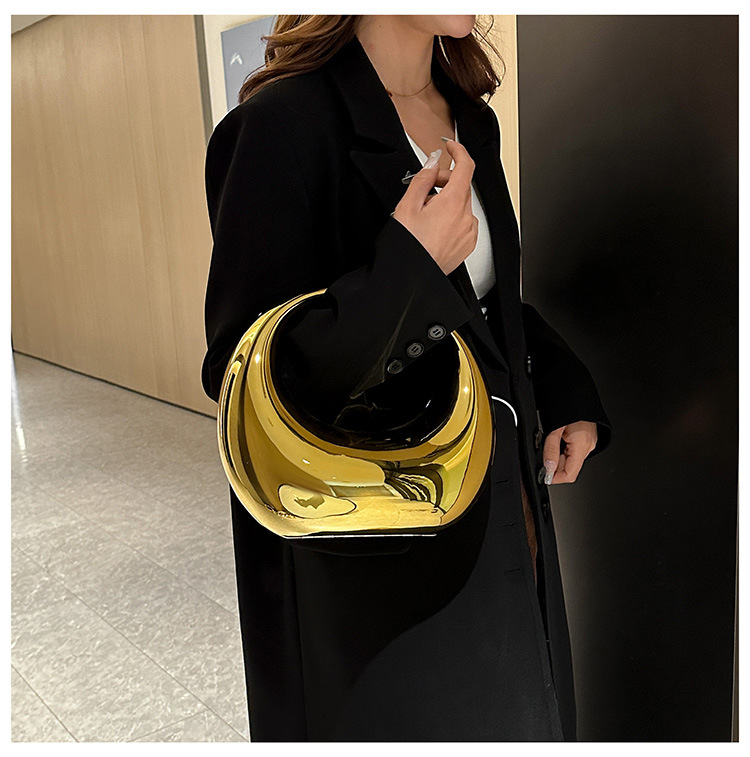 Акрилна кутия-чанта с полумесец ръкохватка, ежедневна употреба, овална форма, магнитно закопчаване, градски минимализъм, есен 2024