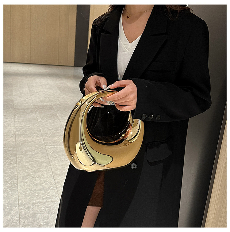 Акрилна кутия-чанта с полумесец ръкохватка, ежедневна употреба, овална форма, магнитно закопчаване, градски минимализъм, есен 2024