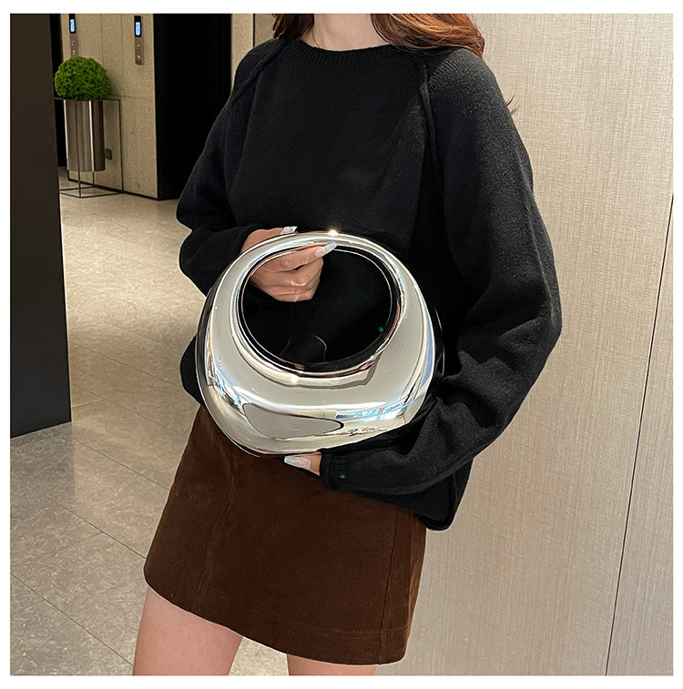 Акрилна кутия-чанта с полумесец ръкохватка, ежедневна употреба, овална форма, магнитно закопчаване, градски минимализъм, есен 2024