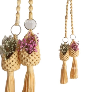 Nordic kézzel szövött bohém növényháló kosár levegő növényekhez, pamut, modell MS-F01, beltéri akasztó