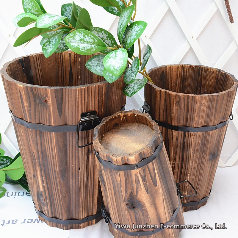 Дървен съд за сукуленти, ръчна изработка, рустикален пасторален стил, подходящ за сукуленти, марка Jun Zhen