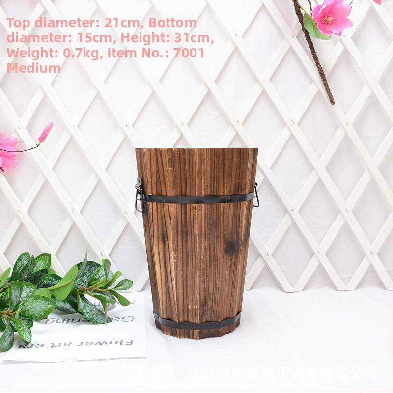 Medinis vazonas sukulentams, rankų darbo, kaimo retro stilius, tinkamas sukulentams, prekės ženklas Jun Zhen