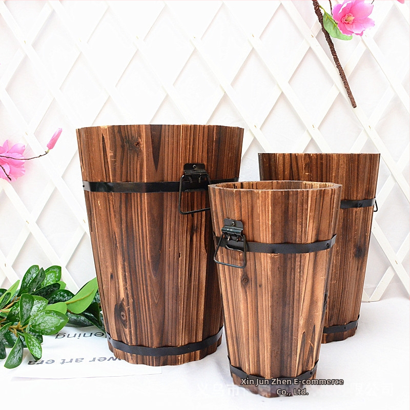 Medinis vazonas sukulentams, rankų darbo, kaimo retro stilius, tinkamas sukulentams, prekės ženklas Jun Zhen