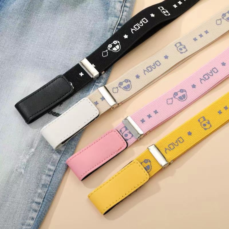 Gyerekeknek készült PU bőr öv Velcro zárással, rugalmas, mesefigurás mintával, 2–4 cm szélesség