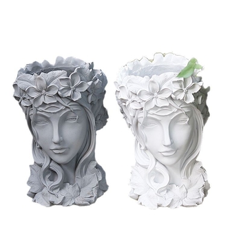 Γλάστρα από ρητίνη σε ευρωπαϊκό στυλ για δάπεδο, κατάλληλη για οικιακή κηπουρική, διακοσμητικό μοτίβο κοπέλας και για παχύφυτα