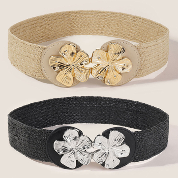 Moteriškas elastinis platus diržas juosta — saldus stilius, dirbtinė oda, tinkamas visoms sezonoms, tinka su suknelėmis ir megztiniais