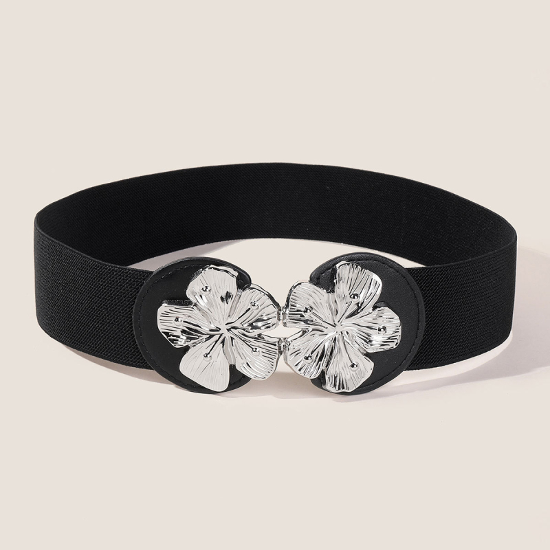 Moteriškas elastinis platus diržas juosta — saldus stilius, dirbtinė oda, tinkamas visoms sezonoms, tinka su suknelėmis ir megztiniais