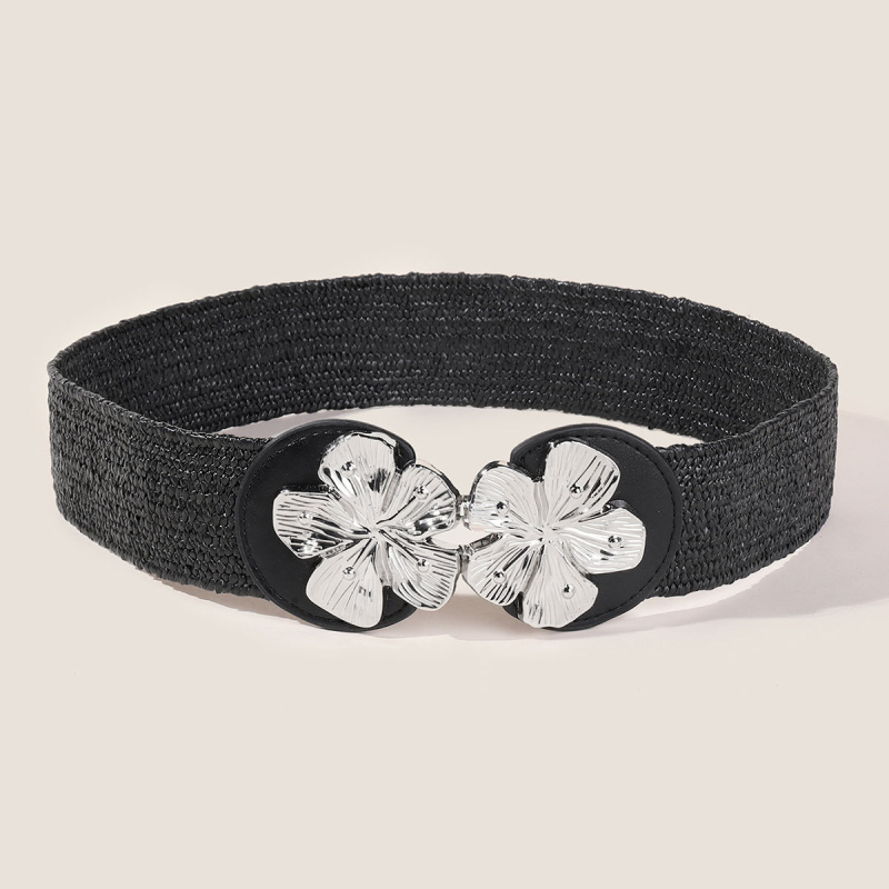 Moteriškas elastinis platus diržas juosta — saldus stilius, dirbtinė oda, tinkamas visoms sezonoms, tinka su suknelėmis ir megztiniais