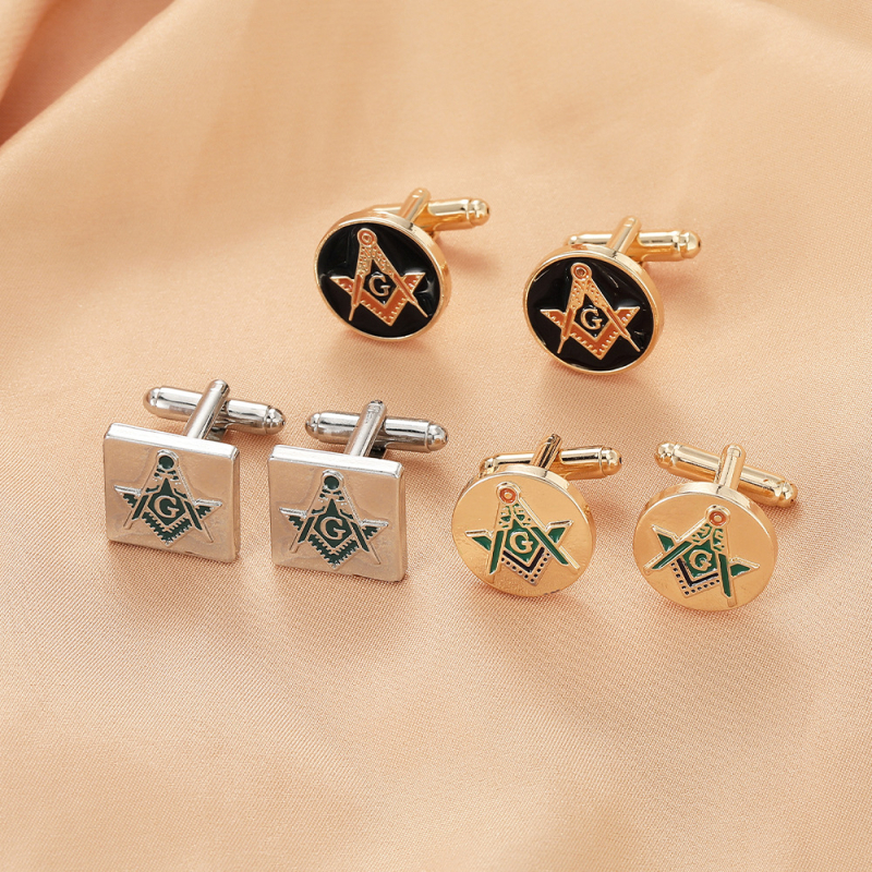 Rankogalių segtukai iš lydinio, geometrinis dizainas, elektroplatingas paviršius, baltas kristalas