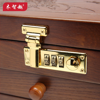 Ξύλινο κουτί κοσμημάτων με κλείδωμα και διαμερίσματα, 18L χωρητικότητα, φλοράλ μοτίβο