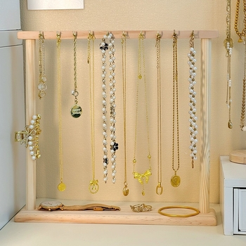 Ξύλινο ράφι επίδειξης κοσμημάτων για κολιέ - όλα σε ένα, μία στρώση, καλλιτεχνικό στυλ, άνοιξη 2023