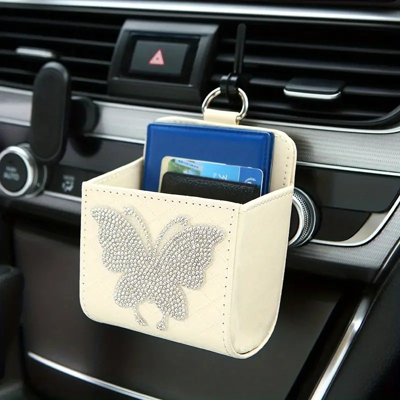 Kožna kutija za pohranu u automobilu, za izlaz zraka, viseća, s ručkom