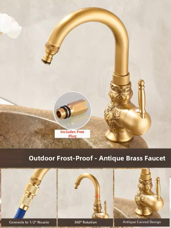 Kültéri kertcsap – Antik sorozat (sárgaréz, kerámiás patron, működési hőmérséklet 0–80°C)