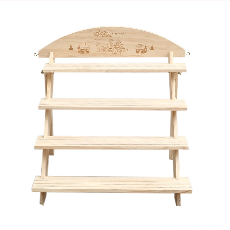 Дървен настолен стелаж за бижута, четирислоен, борова дървесина, модерен минималистичен стил, модел New Folder 6