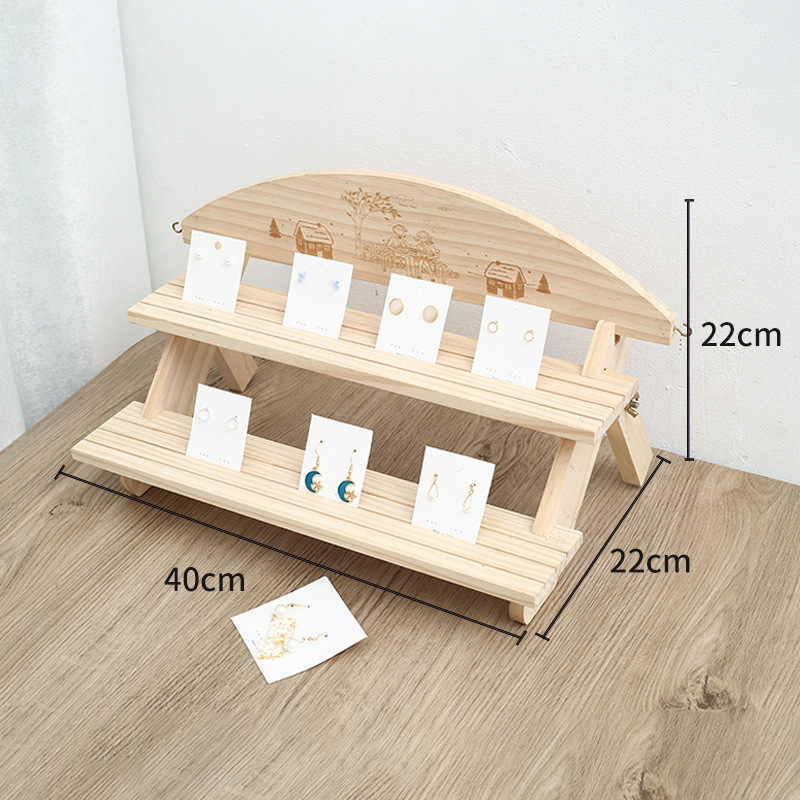 Ξύλινο επιτραπέζιο ράφι για κοσμήματα, τεσσάρων επιπέδων, από πεύκο, μοντέρνο μινιμαλιστικό στυλ, μοντέλο New Folder 6