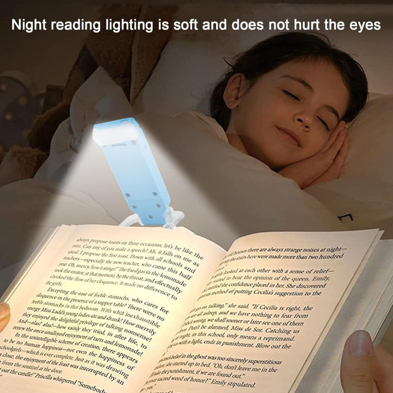 Csipeszes USB olvasólámpa, összecsukható asztali lámpa fehér fénnyel, szemvédelmezés, műanyag árnyékoló