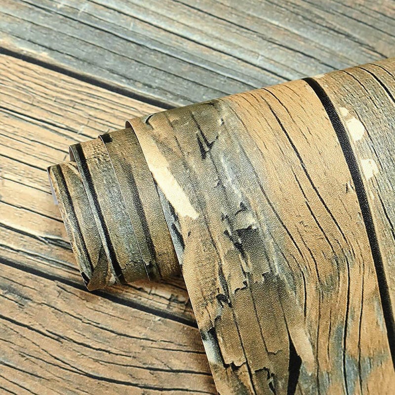 Kulunud puidust tapeet – isekleepuv vinüül, siidimaterjal, klassikaline stiil