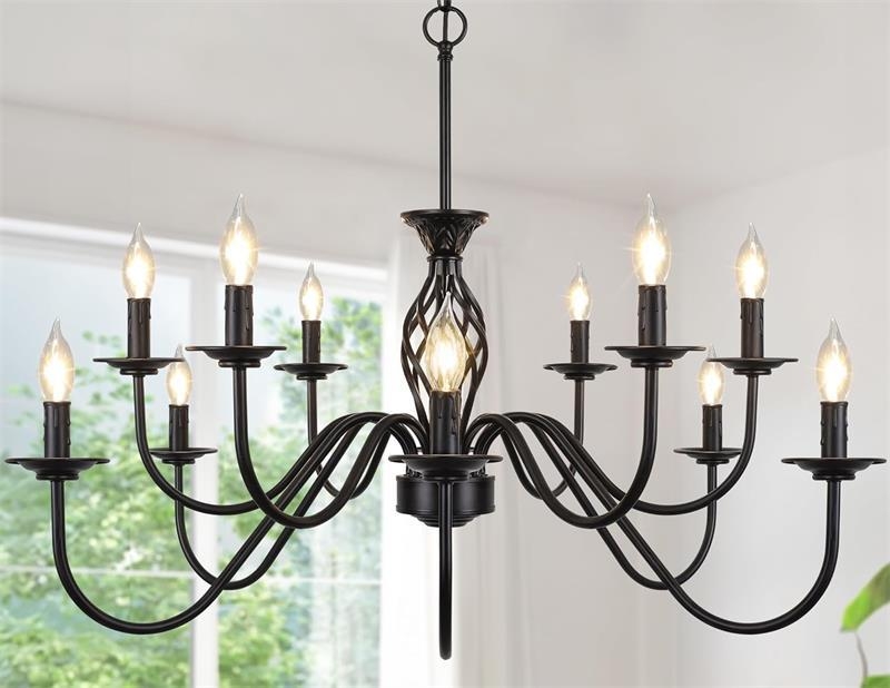 LED dzelzs lustra ar zariem, daudzgalvaina