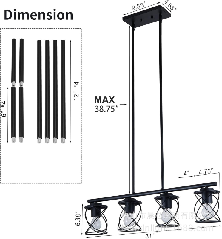 Βίνταζ πολυέλαιος οροφής με πολλαπλές κεφαλές, μεταλλικός, κρεμαστός, για σαλόνι και εστιατόριο, λαμπτήρας πυρακτώσεως, 110–220V