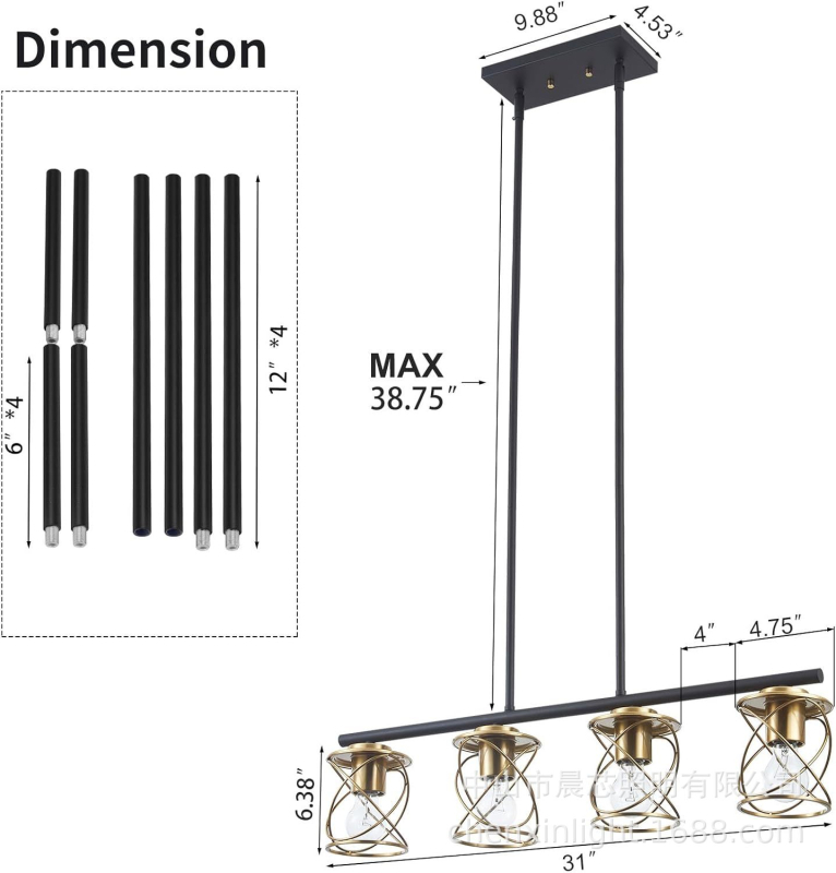 Βίνταζ πολυέλαιος οροφής με πολλαπλές κεφαλές, μεταλλικός, κρεμαστός, για σαλόνι και εστιατόριο, λαμπτήρας πυρακτώσεως, 110–220V