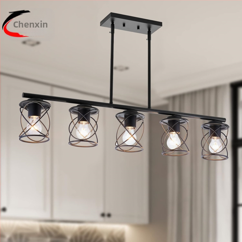 Винтидж полилей, многоглав, метален, висящ, за хол и ресторант, с нажежаема лампа, 110–220V