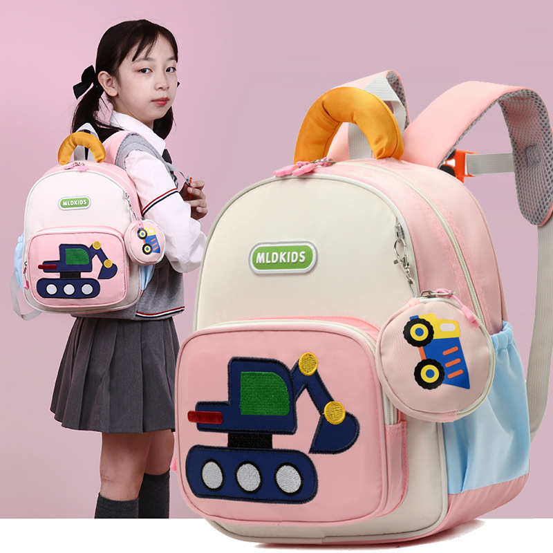Bērnu mugursoma ar jaunu ekskavatora dizainu (Oxford audums; izliekti plecu siksnas; poliestera oderde; elpojoša un izturīga)