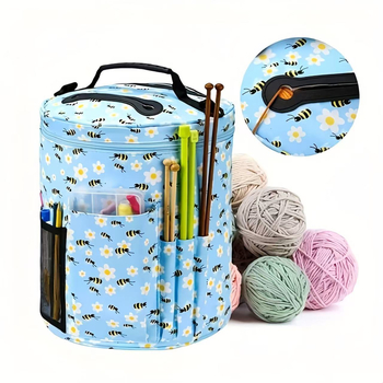 Цилиндрична чанта за прежди от Oxford плат – многофункционална торба за съхранение, модерен стил за дневна стая