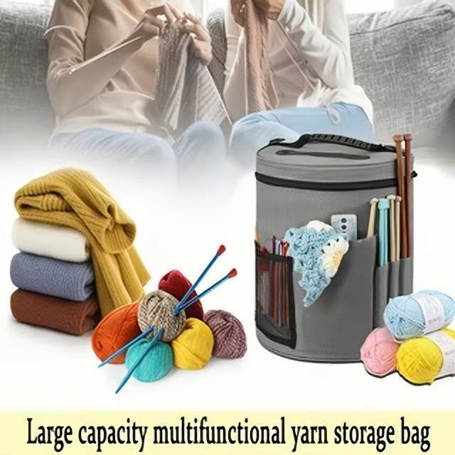 Цилиндрична чанта за прежди от Oxford плат – многофункционална торба за съхранение, модерен стил за дневна стая