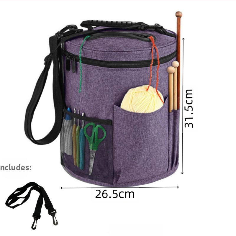 Цилиндрична чанта за прежди от Oxford плат – многофункционална торба за съхранение, модерен стил за дневна стая