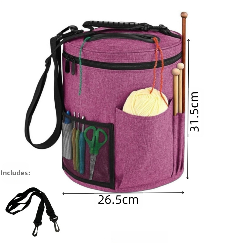 Цилиндрична чанта за прежди от Oxford плат – многофункционална торба за съхранение, модерен стил за дневна стая