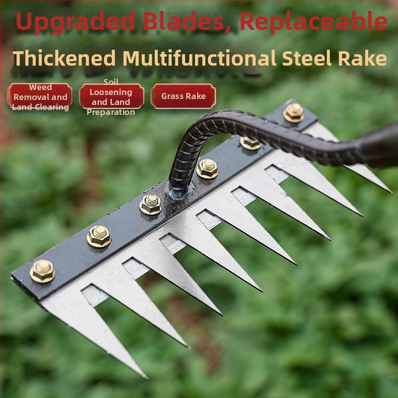 Blacksmith Bull Многофункционален инструмент за плевене — сменяем гребен за плевене, почвооборотна лопата, градински култиватор, поддръжка на персонализация
