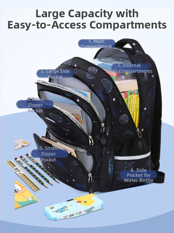 Σακίδιο σχολείου από καμβά με αδιάβροχη προστασία, ανακλαστικές λωρίδες, μεγάλη χωρητικότητα και καμπύλες ιμάντες ώμου